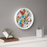 LOONEY TUNES™ Colour Pop Pattern Clock<br><div class="desc">LOONEY TUNES™ | Check out this fun character pattern featuring characters in black & white,  pops of colour,  or full colour!</div>