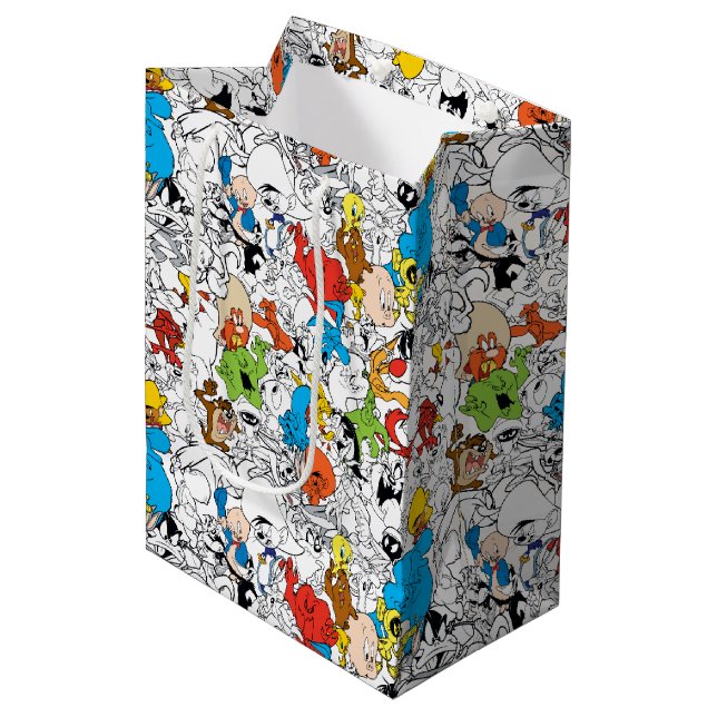 LOONEY TUNES™ Colour Pop Pattern Medium Gift Bag (Front Angled)