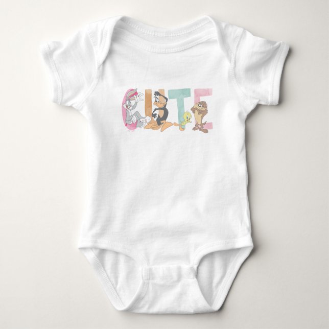 LOONEY TUNES™ Cute Watercolor Wordmark Baby Bodysuit (Front)