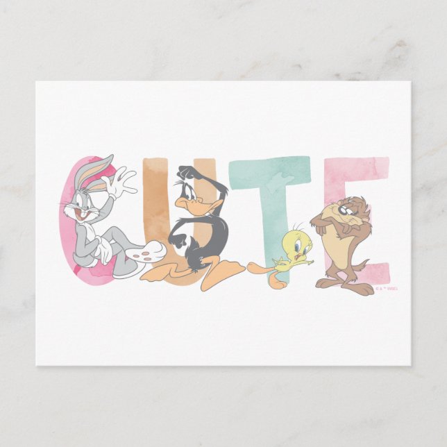 LOONEY TUNES™ Cute Watercolor Wordmark Postcard (Front)