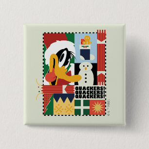 LOONEY TUNES™ DAFFY DUCK™ Holiday Quackers 15 Cm Square Badge