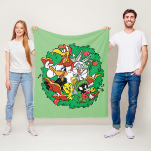 LOONEY TUNES™ Group Christmas Wreath Fleece Blanket