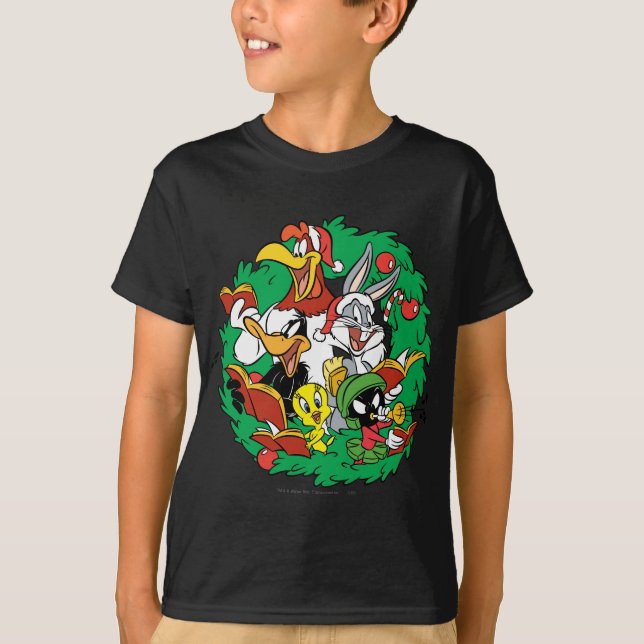 LOONEY TUNES™ Group Christmas Wreath T-Shirt (Front)
