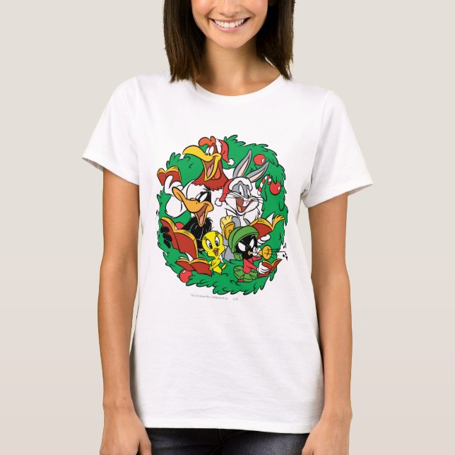 LOONEY TUNES™ Group Christmas Wreath T-Shirt (Front)