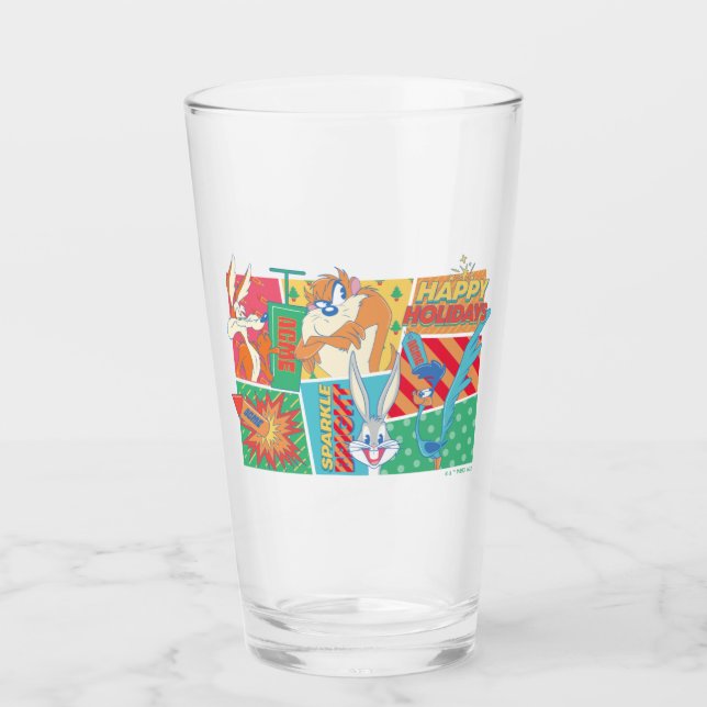 LOONEY TUNES™ | Happy Holidays Pattern Glass (Front)