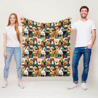 LOONEY TUNES™Holiday Block Pattern Fleece Blanket