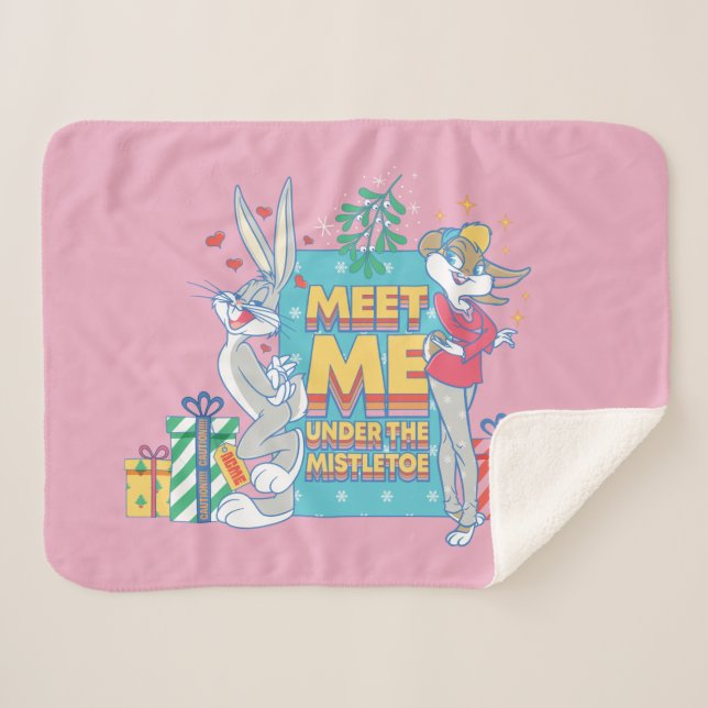 LOONEY TUNES™ | Meet Me Under the Mistletoe Sherpa Blanket (Front (Horizontal))