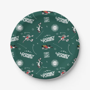 LOONEY TUNES™ Soccer Playbook Pattern Paper Plate