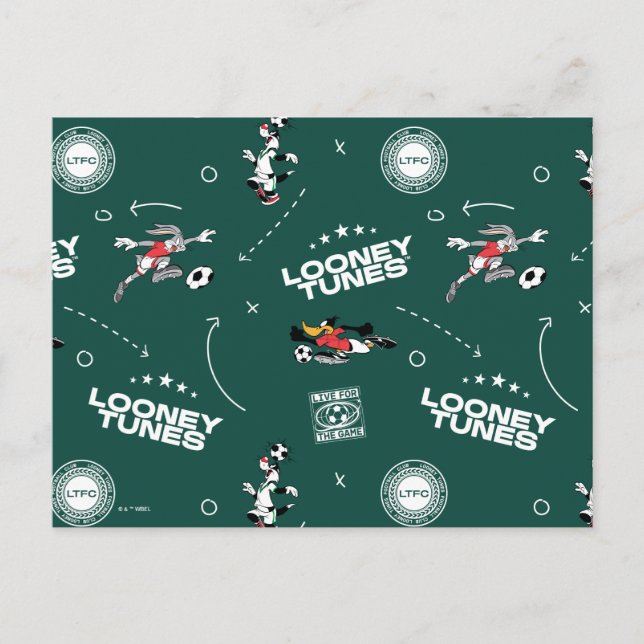 LOONEY TUNES™ Soccer Playbook Pattern Postcard (Front)