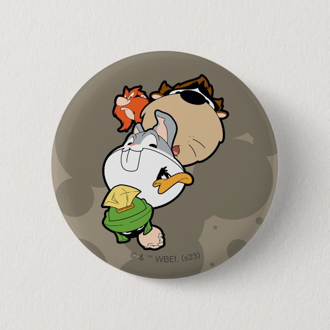 LOONEY TUNES™ Stylised Big Heads 6 Cm Round Badge (Front)