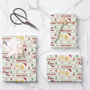 LOONEY TUNES™ SYLVESTER™ & TWEETY™ Holiday Pattern Wrapping Paper Sheet