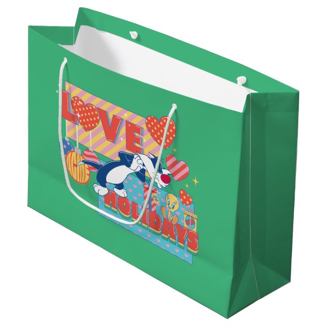 LOONEY TUNES™ | SYLVESTER™ & TWEETY™Love Holidays Large Gift Bag (Front Angled)