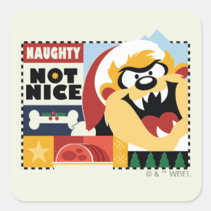 LOONEY TUNES™ TAZ™ Naughty Not Nice Square Sticker