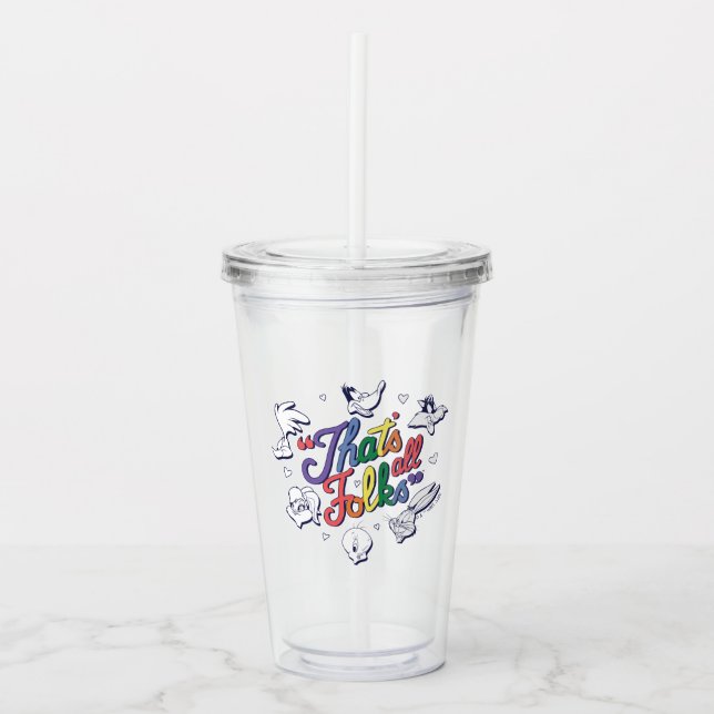 LOONEY TUNES™ - That's All Folks! Pride Badge Acrylic Tumbler (Front)