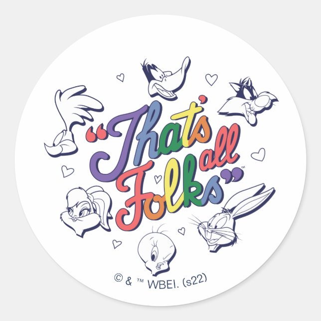 LOONEY TUNES™ - That's All Folks! Pride Badge Classic Round Sticker (Front)