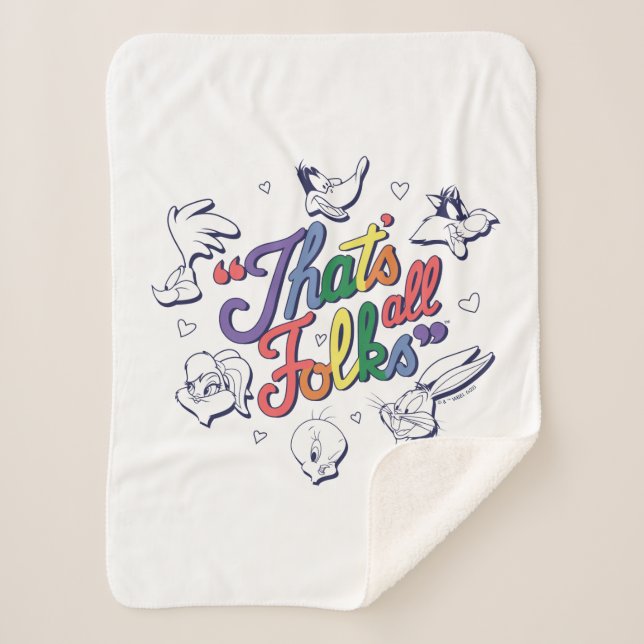 LOONEY TUNES™ - That's All Folks! Pride Badge Sherpa Blanket (Front)