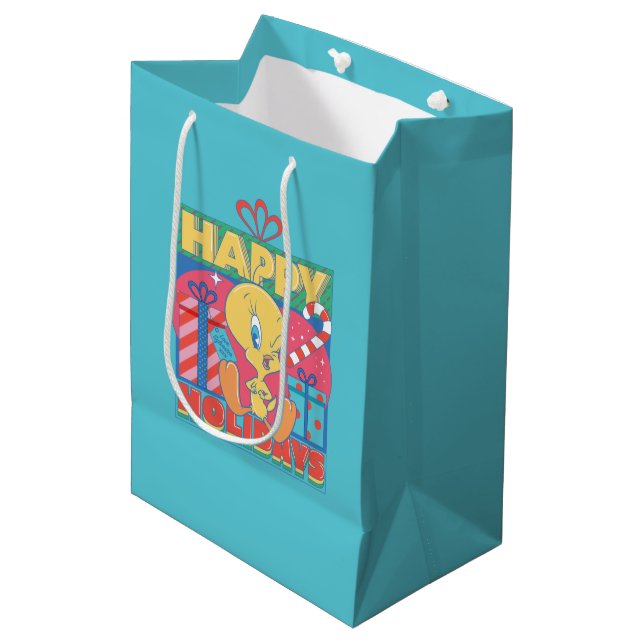 LOONEY TUNES™ | TWEETY™ Happy Holidays Medium Gift Bag (Front Angled)