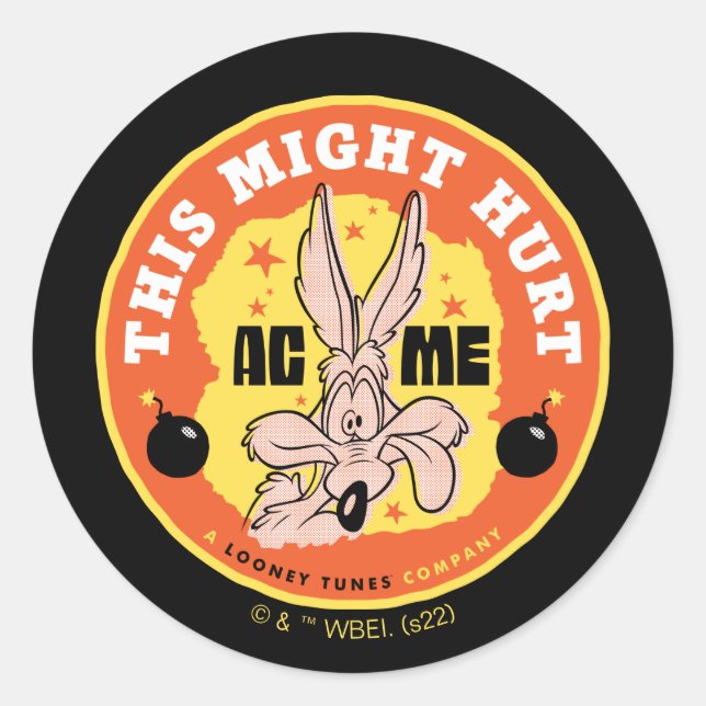 LOONEY TUNES™ | WILE E. COYOTE™ This Might Hurt Classic Round Sticker (Front)