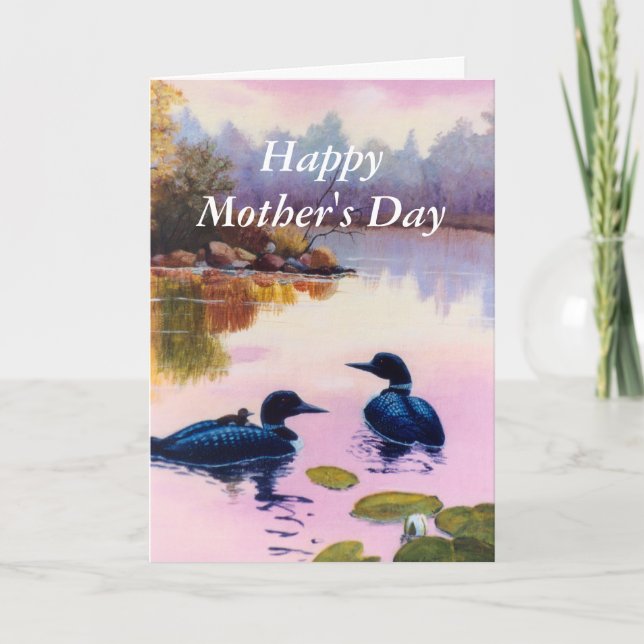 Loons At Twilight Mother's Day Card (Front)