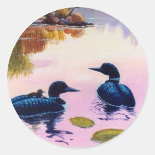 Loons At Twilight Sticker