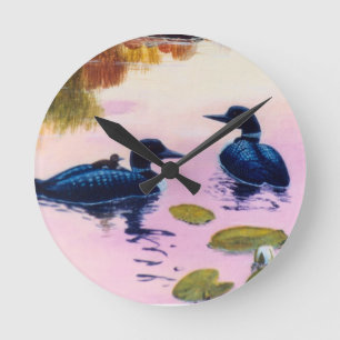 Loons At Twilight Wall Clock