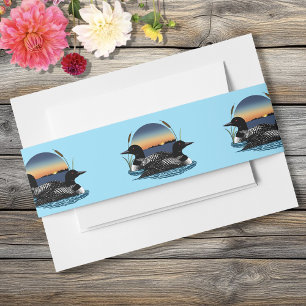 Loons Sunset Blue Invitation Belly Band