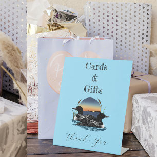 Loons Sunset Blue Pedestal Sign