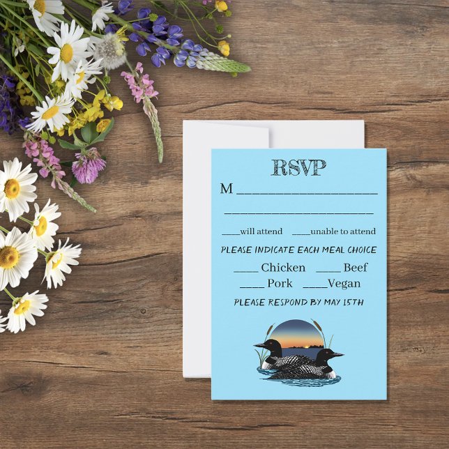 Loons Sunset Blue RSVP Card (Creator Uploaded)