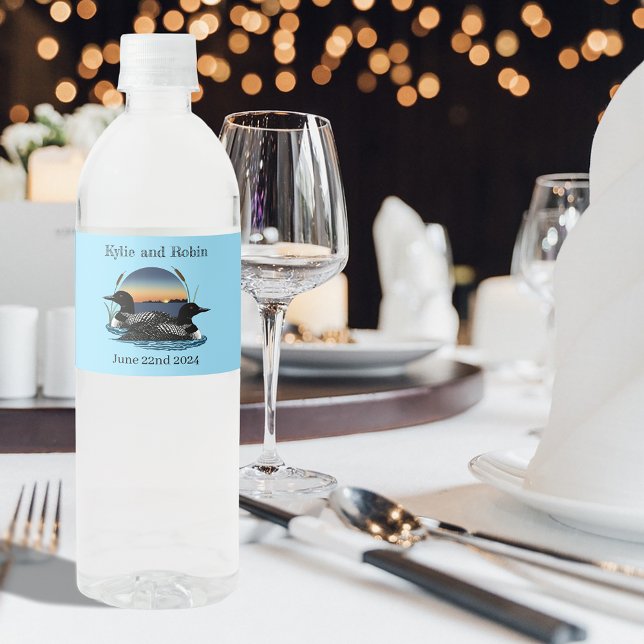Loons Sunset Blue Water Bottle Label (Creator Uploaded)