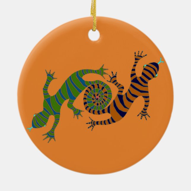 looping lizards ceramic tree decoration (Back)