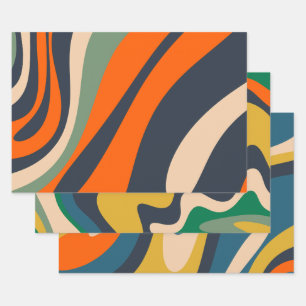 Loops and Swirls Retro Abstract Patterns Wrapping Paper Sheet