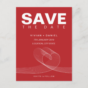 Loopy Love Lines White Save The Date Postcard