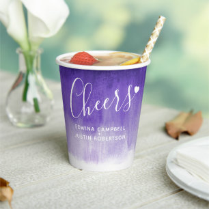 Loose abstract painted art purple wedding paper cups