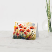 Loose Abstract Red Field of Poppies Watercolor