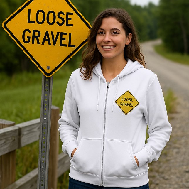 Loose Gravel Warning Sign Road Hazard  Hoodie (Creator Uploaded)