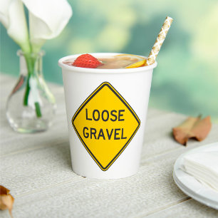Loose Gravel Warning Sign Road Hazard  Paper Cups