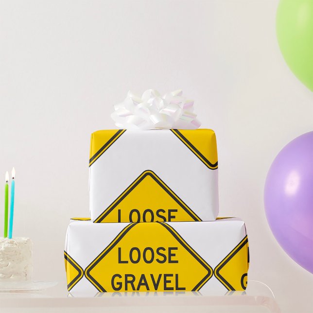 Loose Gravel Warning Sign Road Hazard  Wrapping Paper (Creator Uploaded)