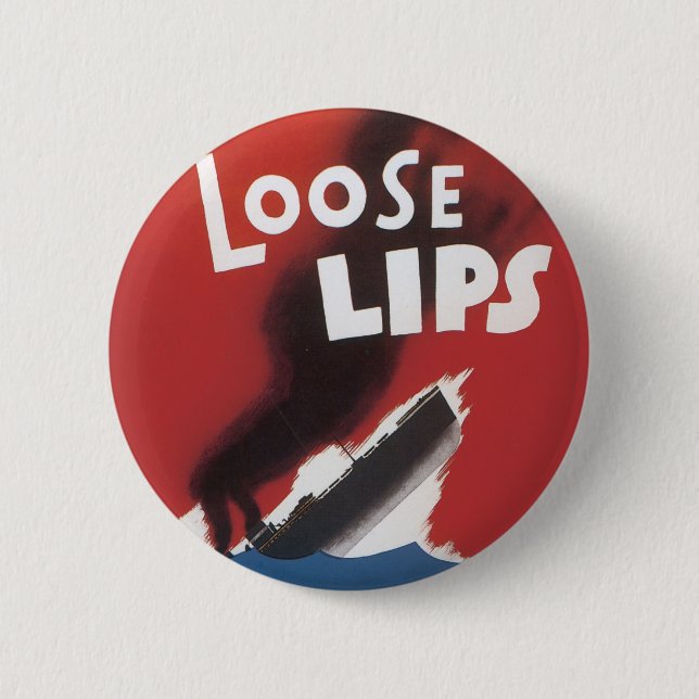 Loose Lips Might Sink Ships 6 Cm Round Badge (Front)