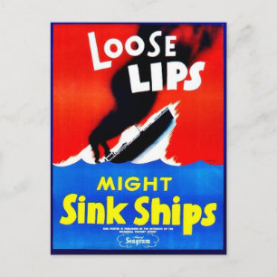 Loose Lips, Might Sink Ships Postcard