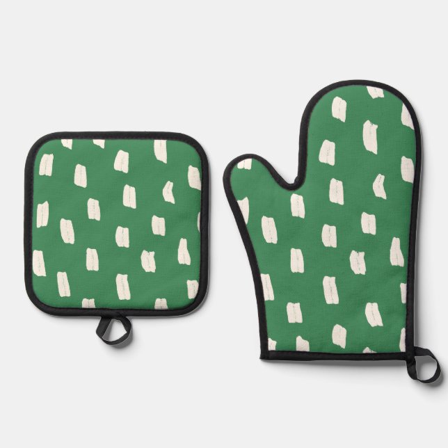 Loose Mark Leaf Green Oven Mitt & Pot Holder Set (Front)