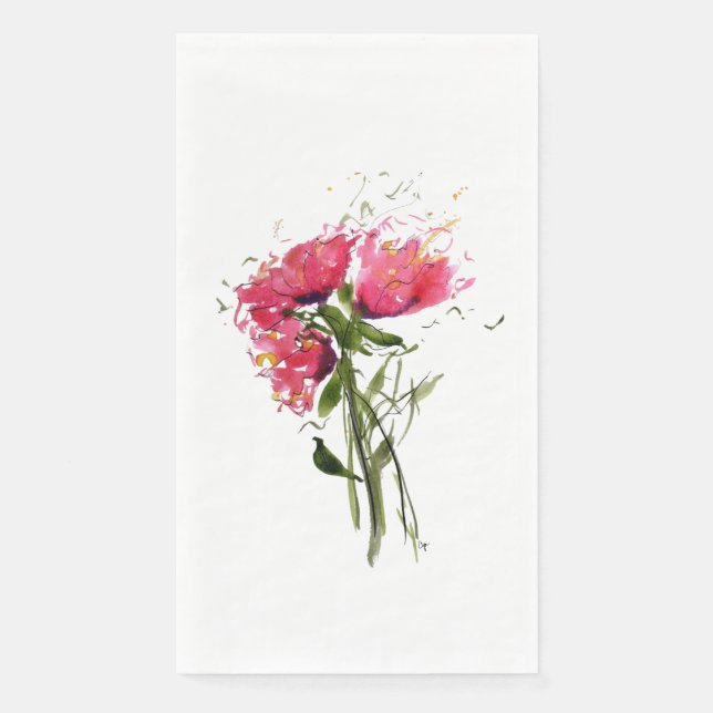 Loose Poppies Paper Guest Towel Napkin (Front)