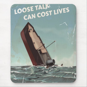 Loose Talk Cost Lives WW2 Poster Mouse Pad