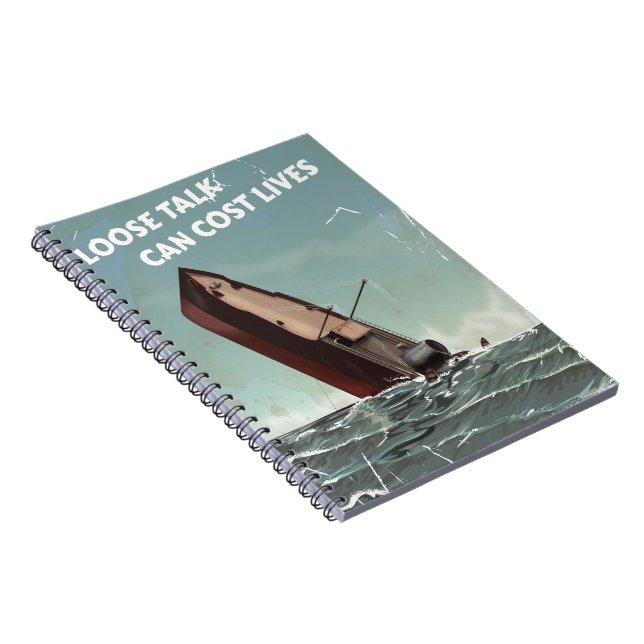 Loose Talk Cost Lives WW2 Poster Spiral Notebook (Right Side)