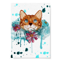 Loose Watercolor Bengal Cat
