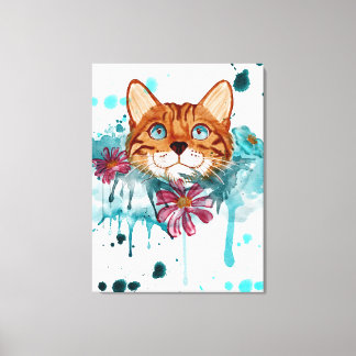 loose watercolor bengal painting canvas print
