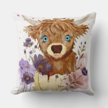 loose watercolor highland cow