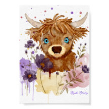 loose watercolor highland cow painting