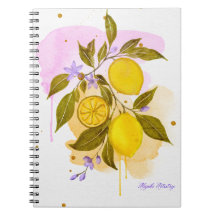 loose watercolor lemons spiral notebook