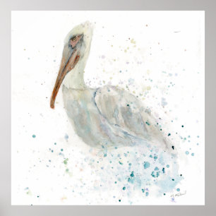 Loose Watercolor Pelican Poster