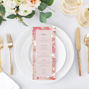 Loose Watercolor Pink Floral Blush Coral Wedding Menu